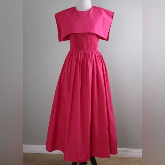 Antonio Melani Jennifer Sumko Rachel Taffeta Capelet Pink Midi Dress NWT Size 4 - Picture 7 of 13